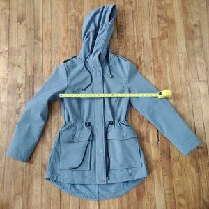 French Connection Grey Fall/Winter/Spring Jacket Coat w Black Trim Size Small